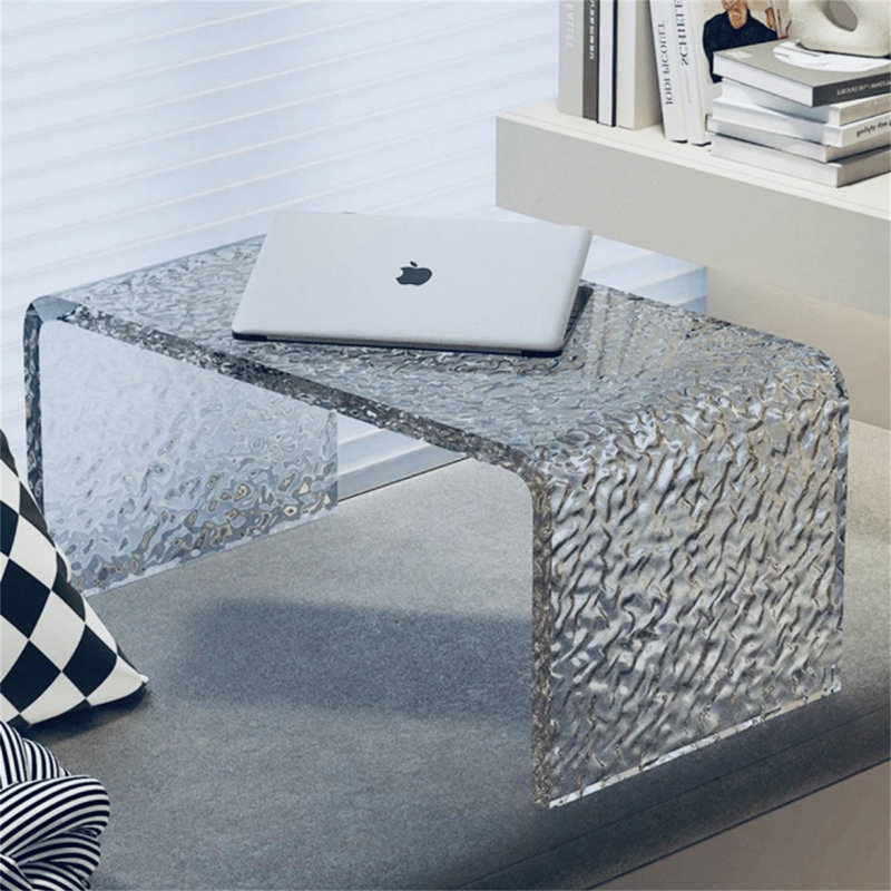 Acrylic Floating Window Tea Table - Modern Low Profile Coffee Table For Bay Window, Tatami Bedroom, And Floor Sitting, Clear Translucent End Table