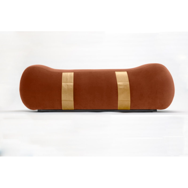 Milo Velvet Upholstered Bench, Marmalade/Umber