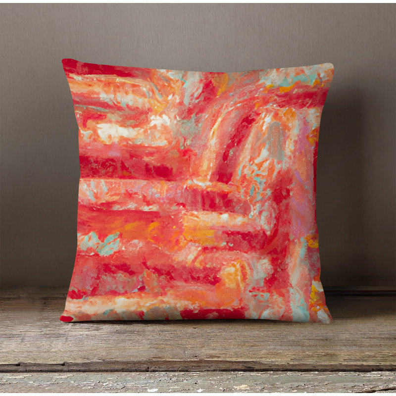 Throw Pillow With Insert, 20"H x 20"W, Red Abstract 9