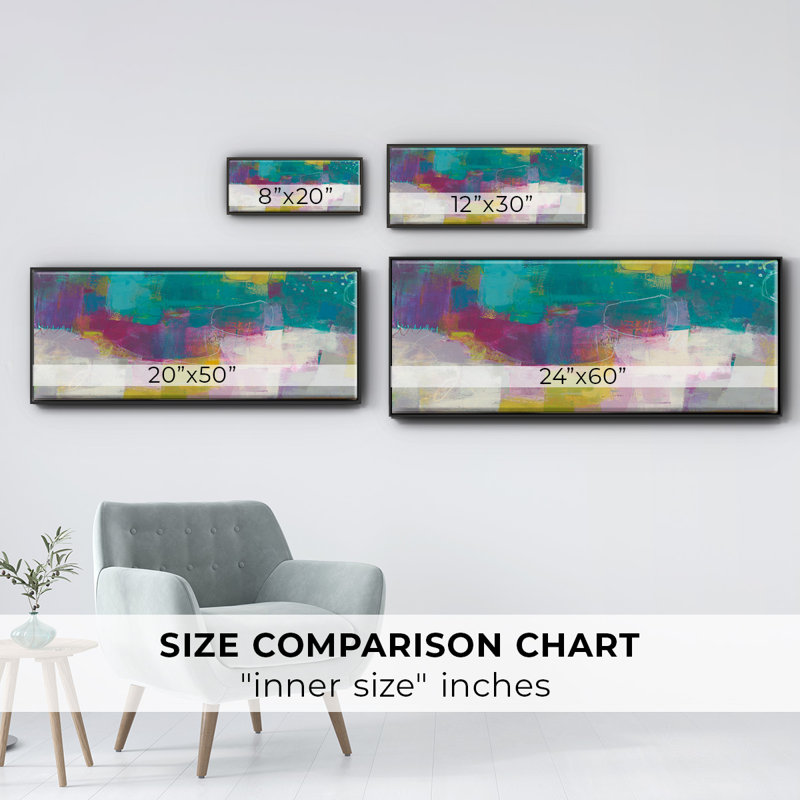 Loop I- Framed Canvas, 12" H x 30" W