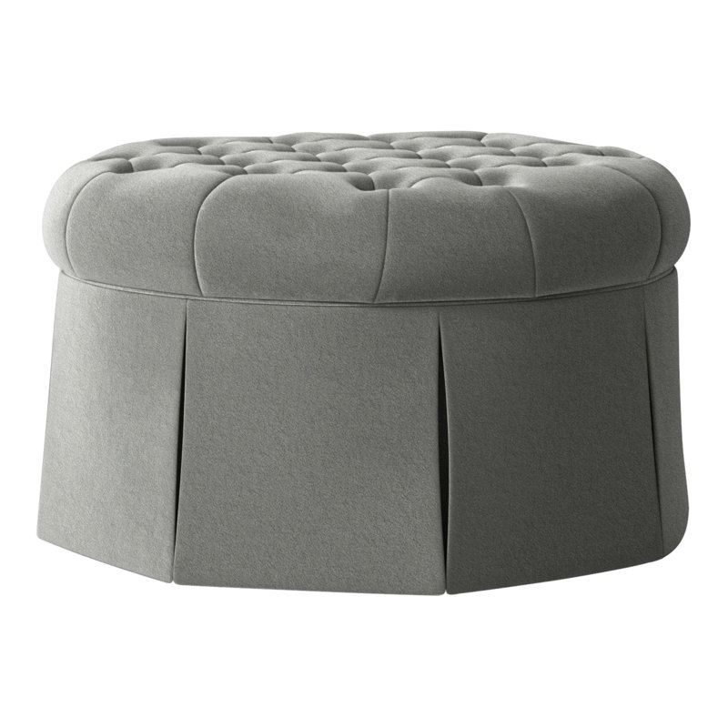 Repose-pieds cocktail capitonné rond 35 po Alma, 9953 Polyester étain