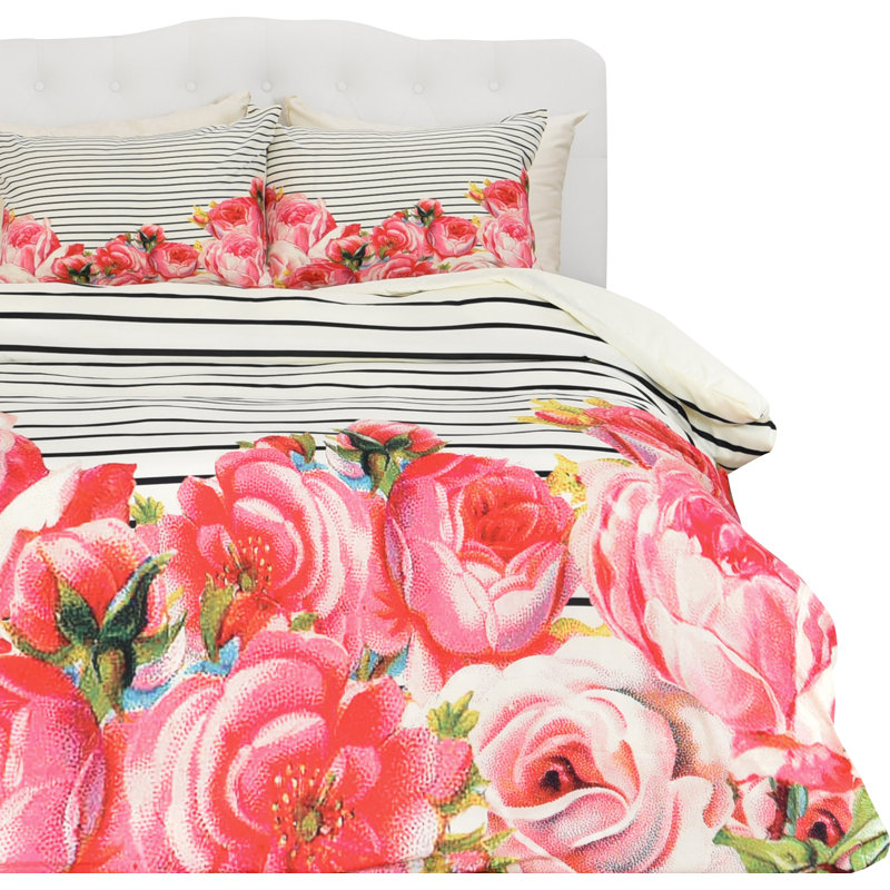 Allyson Johnson Modern & Contemporary Floral Duvet Cover, King Duvet Cover + 2 King Shams