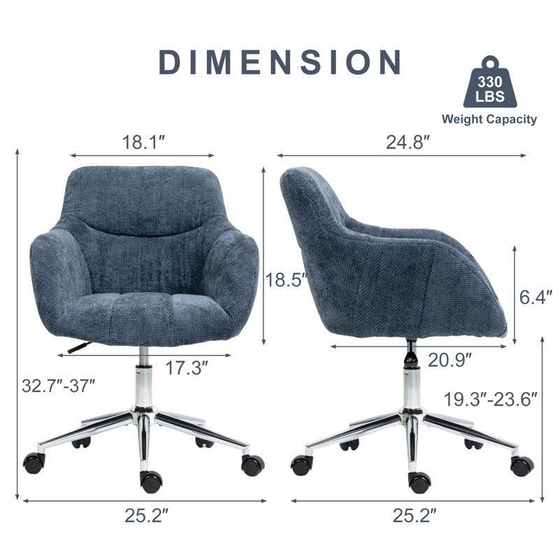 Fauteuil de bureau doux rembourré en chenille (bleu marine), Marine