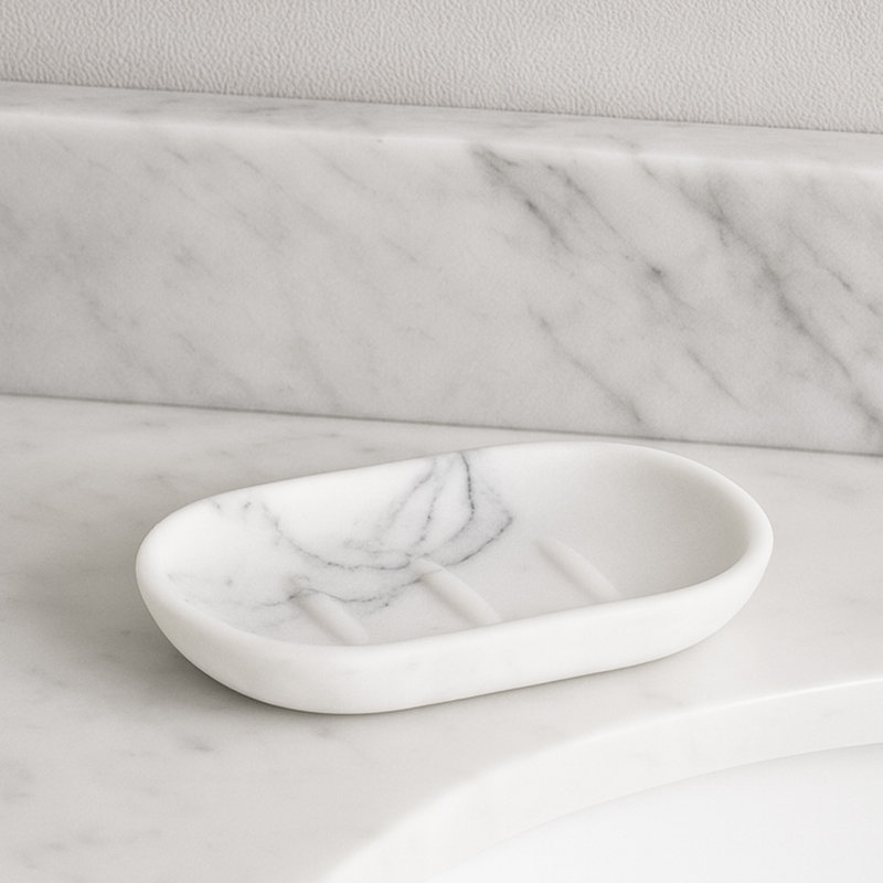 Savon à mains en résine de marbre, Blanc