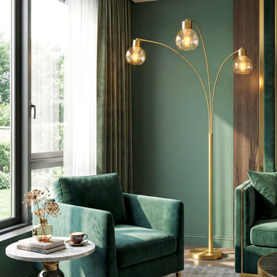 72.8 in Industrial 3-light Led Arched Standing Tree Floor Lamp With Adjustable Swing Arm Heads