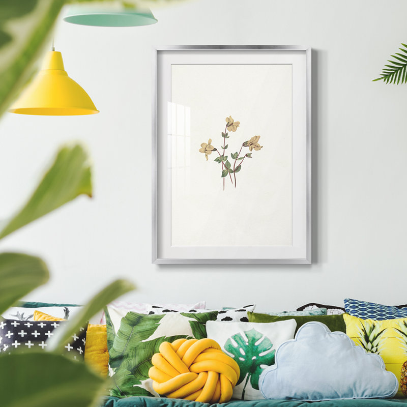 Imprimé floral rétro CLXVI - impression encadrée, Argent