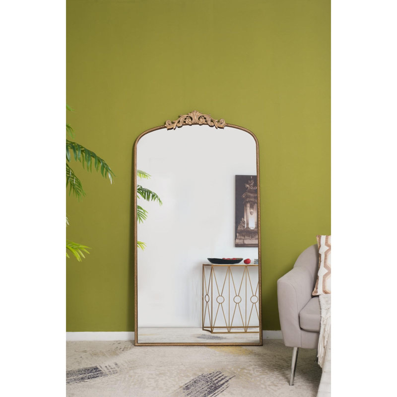 66" X 36" Full Length Mirror, Arched Mirror Hanging Or Leaning Against Wall, Large Gold Mirror For Living Room
