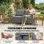 Outsunny 2 Seater Rattan Garden Sofa with Acacia Wood Armrests-123645459