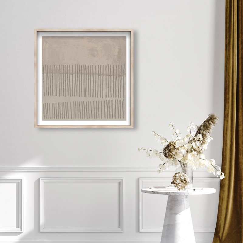 Minimal Fence II Print by Oliver Gal, 31.5"H x 31.5"W, Natural Oak Shadowbox