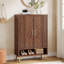 29.52 Inches Walnut 6-Tier Wooden Entryway Shoe Storage Cabinet With Doors