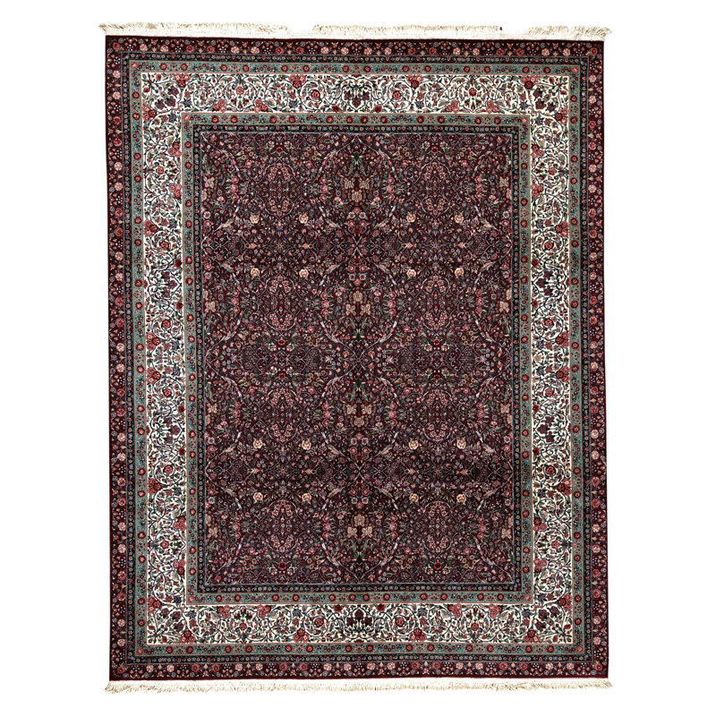 Tapis rectangulaire en laine noué à la main