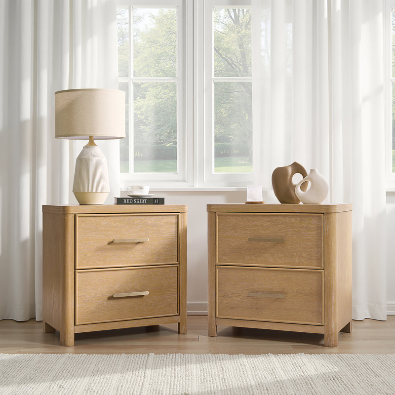 Ensemble de 2 tables de chevet encastrées modernes à 2 tiroirs Callahan