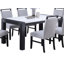 Ensemble de salle à manger de style moderne et 6 chaises d'appoint en faux marbre blanc