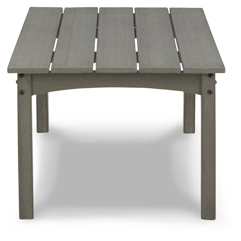 Gray HDPE Rectangular Outdoor Coffee Table with Slatted Top