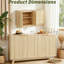 Buffet Buffet avec rangement, crédence d'appoint cannelée moderne avec portes et tablettes réglables, console de bar café en bois de 55,1 po pour le salon, la salle à manger, la cuisine et le vestibule.