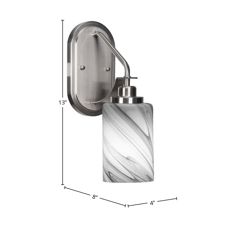 Applique murale Neylin avec verre de 4 po, Nickel brossé, Gris