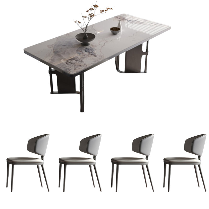 Ensemble de table de salle à manger haut de gamme de style français, Noir, noir, noir, noir