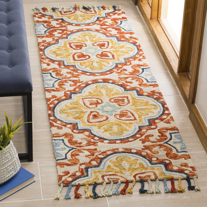 Tapis floral en laine touffeté à la main Vahakn, Rectangle 2 pi 3 po x 5 pi
