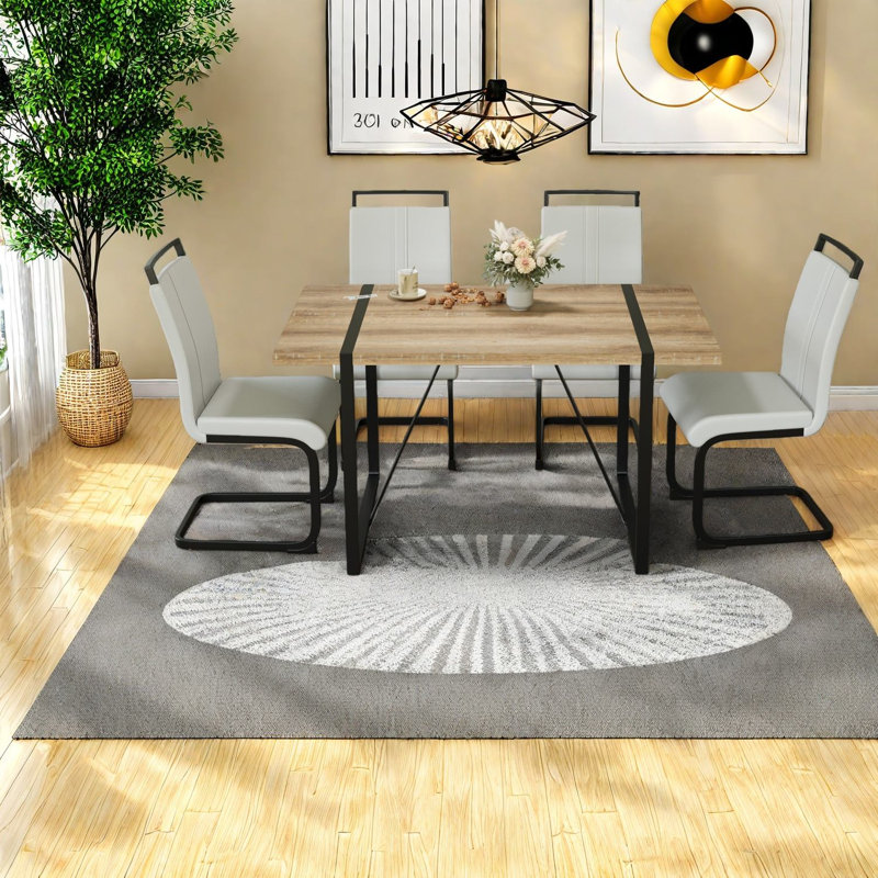 Ensembles de tables de salle à manger modernes et industriels en bois avec panneau de fibres à densité moyenne et métal