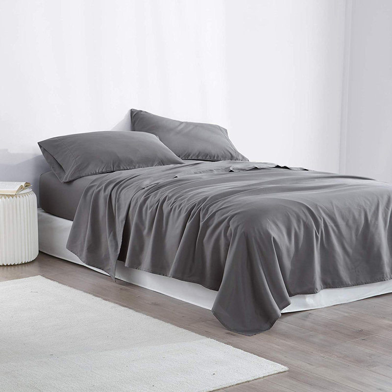Microfiber Sheet Set, Granite Gray, Twin XL Sheet Set + Fitted Sheet + 1 Pillowcase