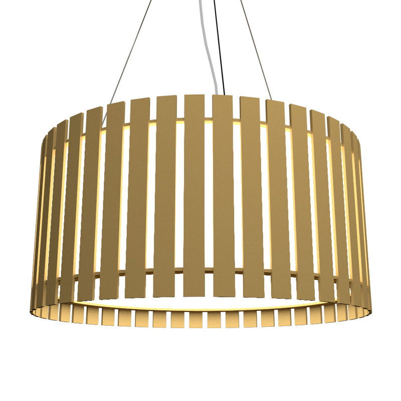 American Walnut Slatted Drum LED Pendant Light