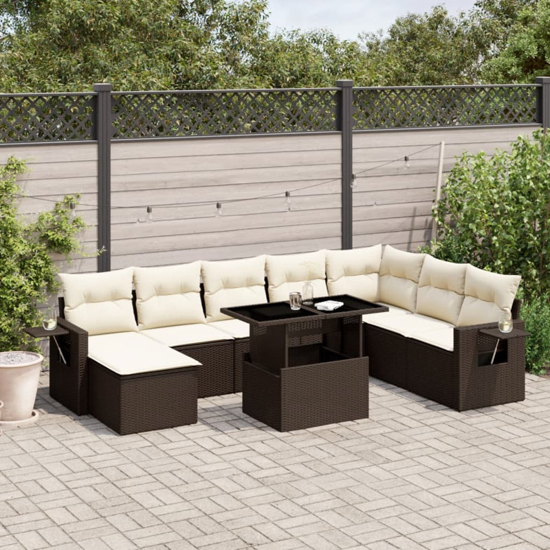 Ensemble de canapé de jardin Vidaxl brun et blanc crème