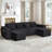 132.2" U-Shaped Cloud Sectional Sofa – Deep Seat, Black Upholstered, Modern Living Room Couch, No Assembly, Modular, Spacious & Comfortable-1949871323