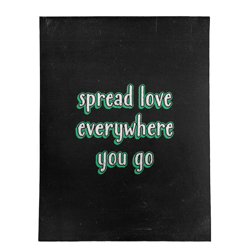 Tapis en polyester tableau noir style "spread love quot", Rectangle 5 pi x 7 pi