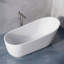 Baignoire de trempage autoportante 67 po à surface solide, baignoire ovale blanc mat avec trop-plein