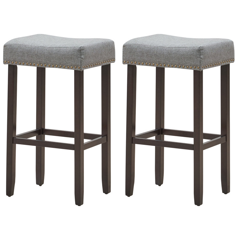 Blairwood Counter Stool with Solid Wood Frame, Light Grey, Dark Grey