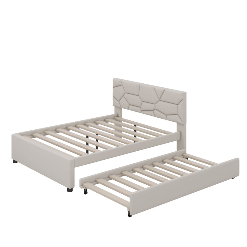 Veljkov Upholstered Platform Bed, Beige, Queen