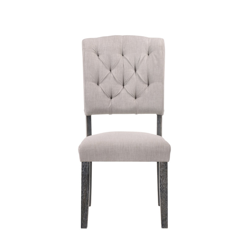 Chaises d'appoint transitionnelles (2) - Lin beige, chêne gris, dossier de style chêne 2