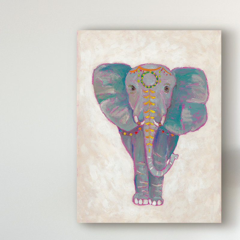 «Festival Elephant I» par Chariklia Zarris, reproduction d'art graphique sur toile, H 47 po x l 35 po x P 2 po