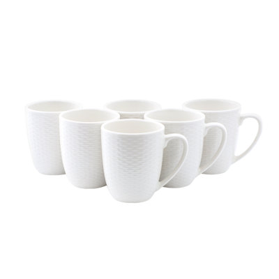  Ophelia 6 Piece Stoneware 12 Ounce Mug Set in White