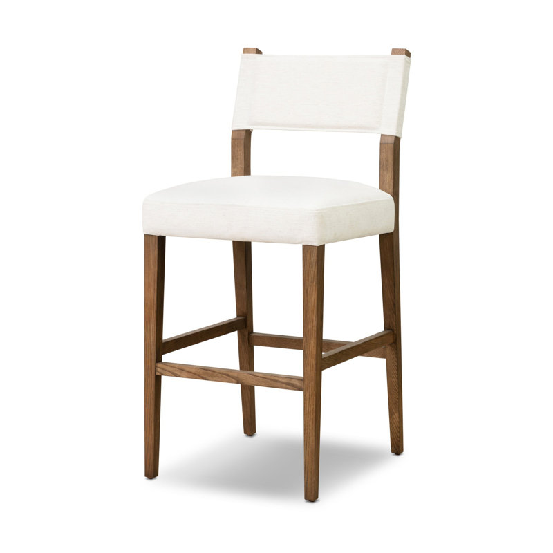 Tabouret Lorretta, Tabouret de bar (siège d'une hauteur de 29,92 po), Mélange de polyester ocre / Laughlin, Ambre cendré
