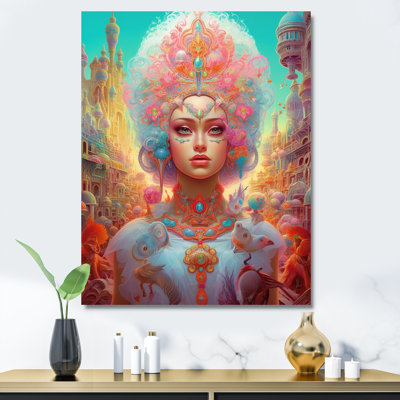 «Glorious Goddess» dans des pastels psychédéliques sur toile