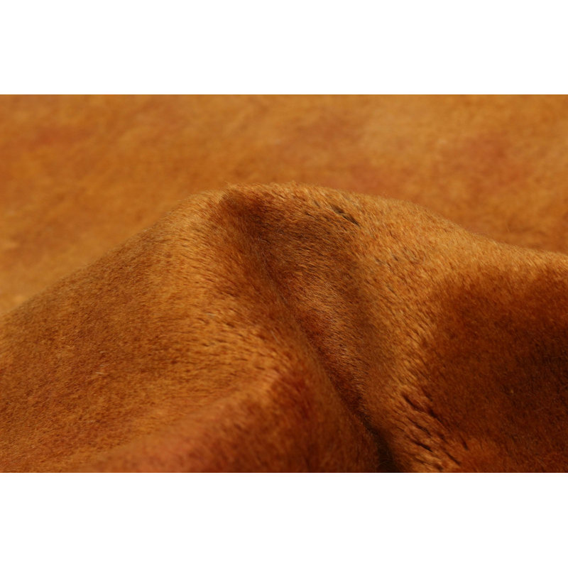 Tapis orange clair en laine noué à la main de conception unique 5 pi 1 po x 7 pi 6 po