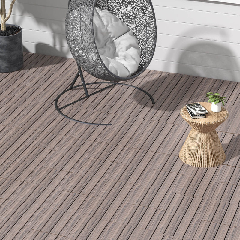 Carrelage de sol antidérapant 36 pièces Costway, Bois gris