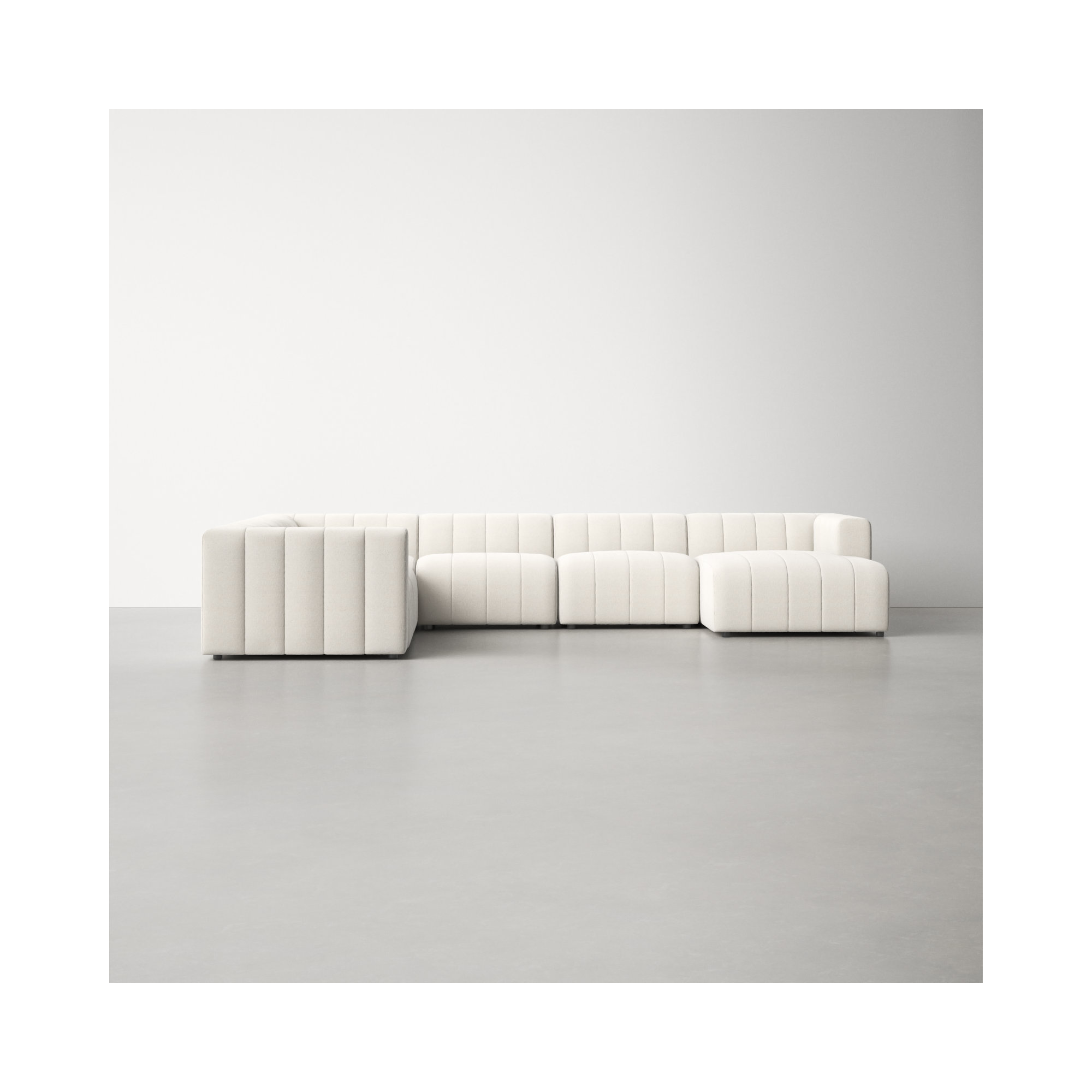 Bowry 6 - Piece Chaise Sectional, Left Hand Facing, Fayette Cloud Polyester Blend, 28" H x 157" W x 122" D