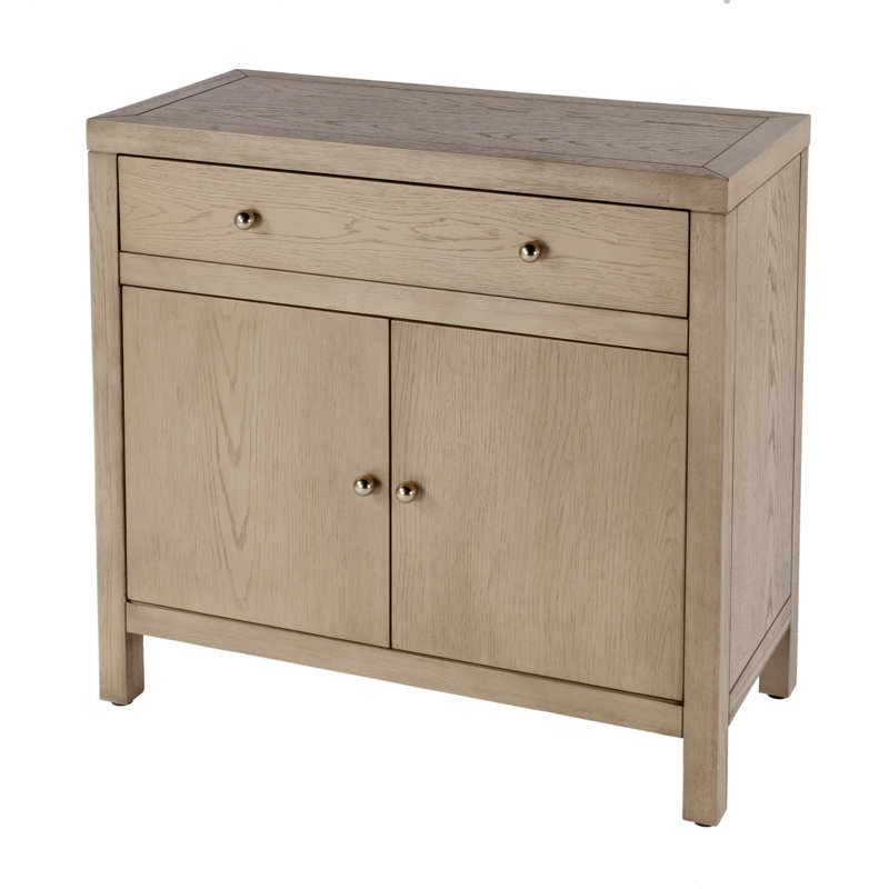 Celine 2-Door Solid Wood Accent Cabinet, Light Oak