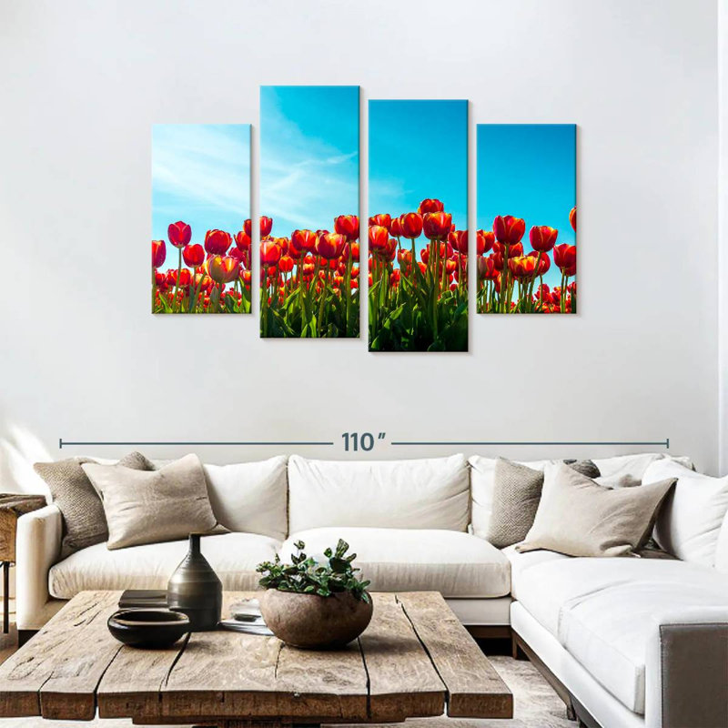 Fleurs de tulipes rouges Harnek, H 48 po x l 75 po