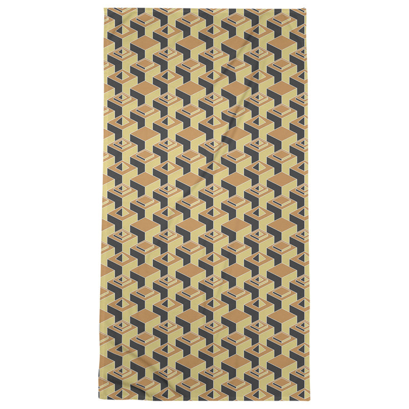 Serviette de bain à motif de gratte-ciels classiques, Orange/jaune