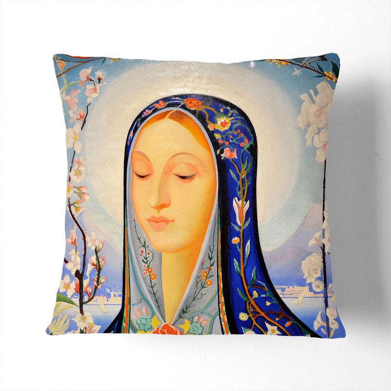 The Virgin Scatter Cushion with Filling, 40cm H x 40cm W x 15cm D, Black