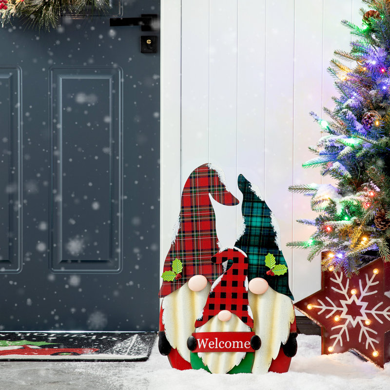 Gnome de Noël en métal 30 po H