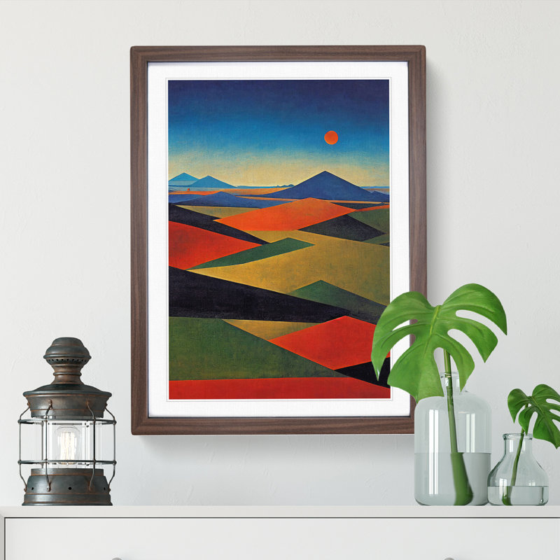 XV1022-328X Abstract Landscape Meadow Art No.3 1 Piece Single Picture Frame Painting, 64cm H x 46cm W x 2cm D, Walnut
