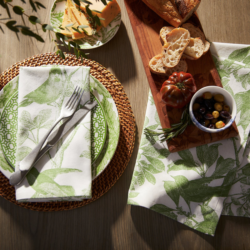 Arbor 100% Cotton Square Napkins, Bright Green/White
