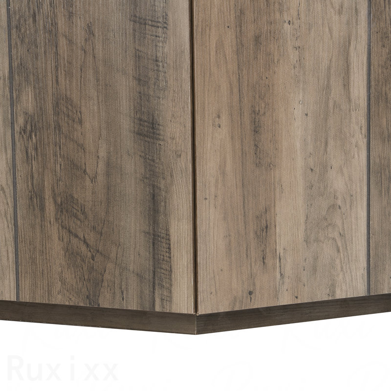 Table basse Hexagonal Rustic, Noir / chêne brun clair