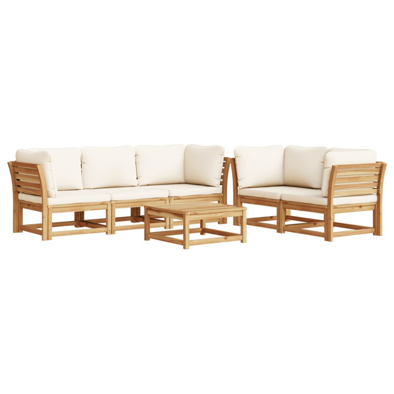  Ensemble de salon de jardin blanc crème, bois d'acacia