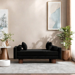 Minimalist bench lounge with black upholstery