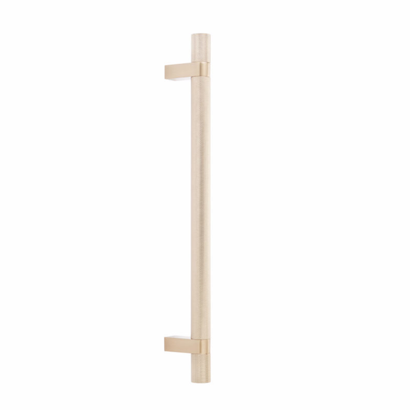 Poignée de meuble rectangulaire Emtek Select 18 po d'un centre à l'autre et tige moletée, Cuivre satiné, 12"